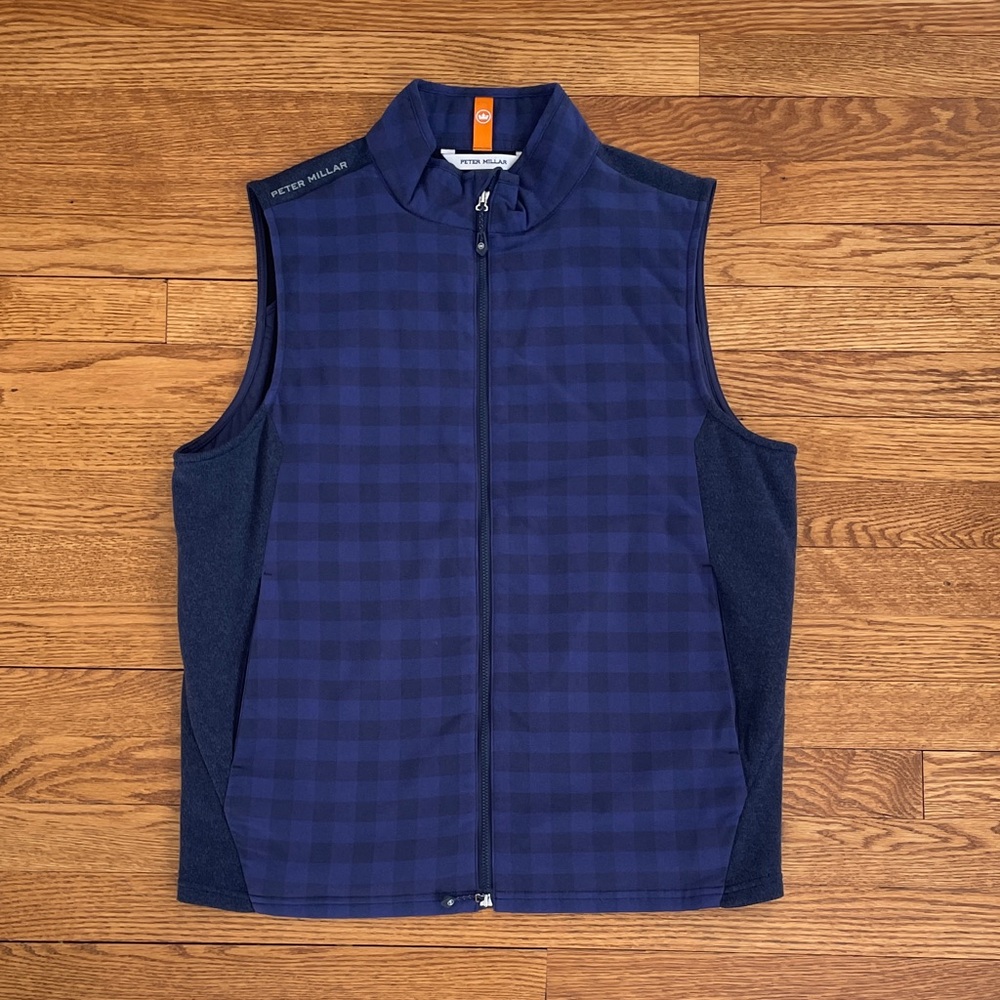 Peter Millar Men's Navy Plaid Vest, Size M